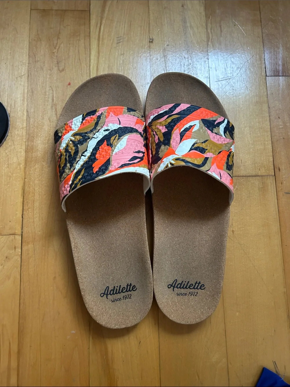 Floral Slide Sandals in Pink & Orange